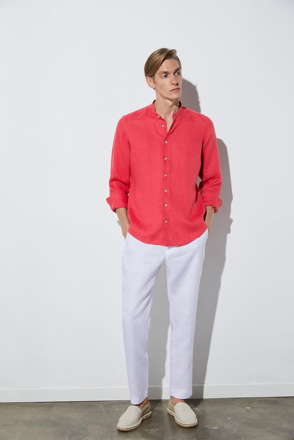 Camisa Hombre Caravaggio Lino Rojo