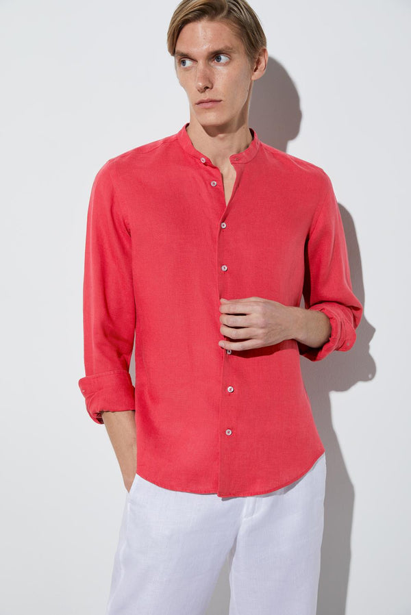 Camisa Hombre Caravaggio Lino Rojo