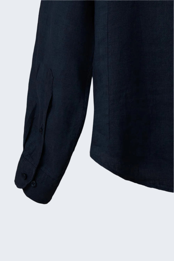 Linen Man Shirt Blue Plain