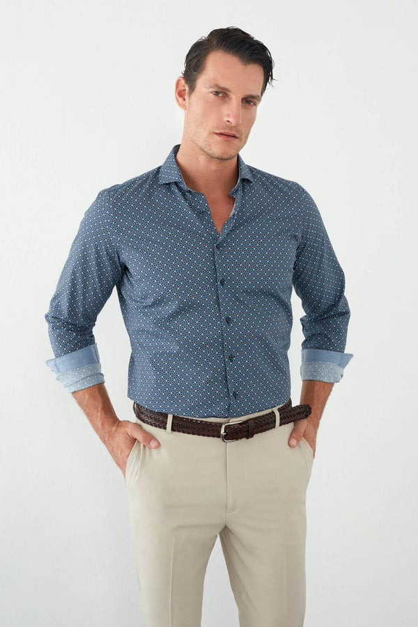 Firenze Sport Poplin Man Shirt Blue Light Blue