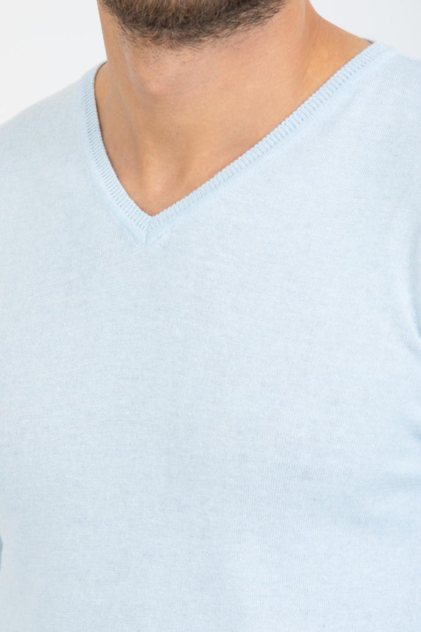 Herren Pullover Mikrofaser Hellblau