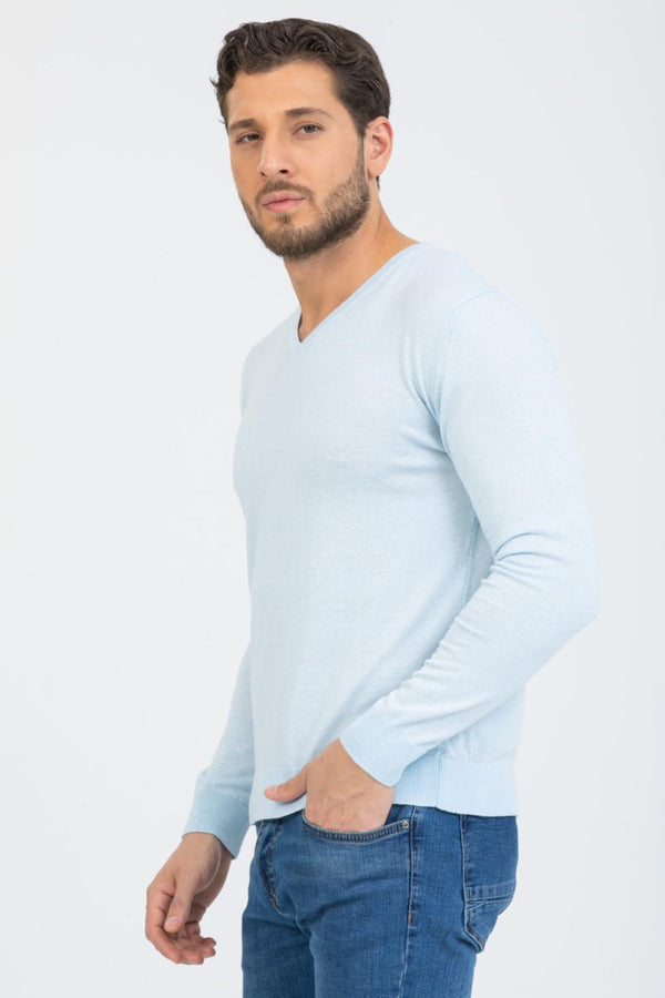 Herren Pullover Mikrofaser Hellblau