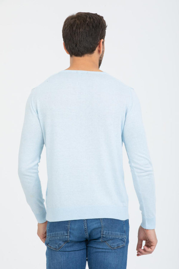 Herren Pullover Mikrofaser Hellblau