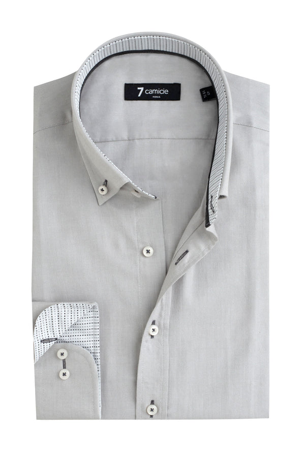 Camicia Uomo Leonardo Sport Oxford Grigio Chiaro