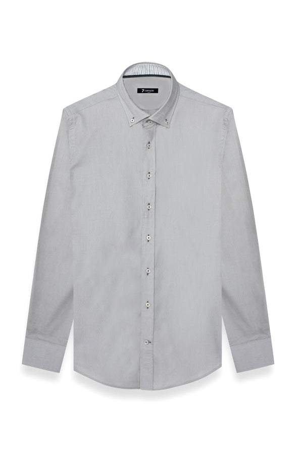 Camicia Uomo Leonardo Sport Oxford Grigio Chiaro