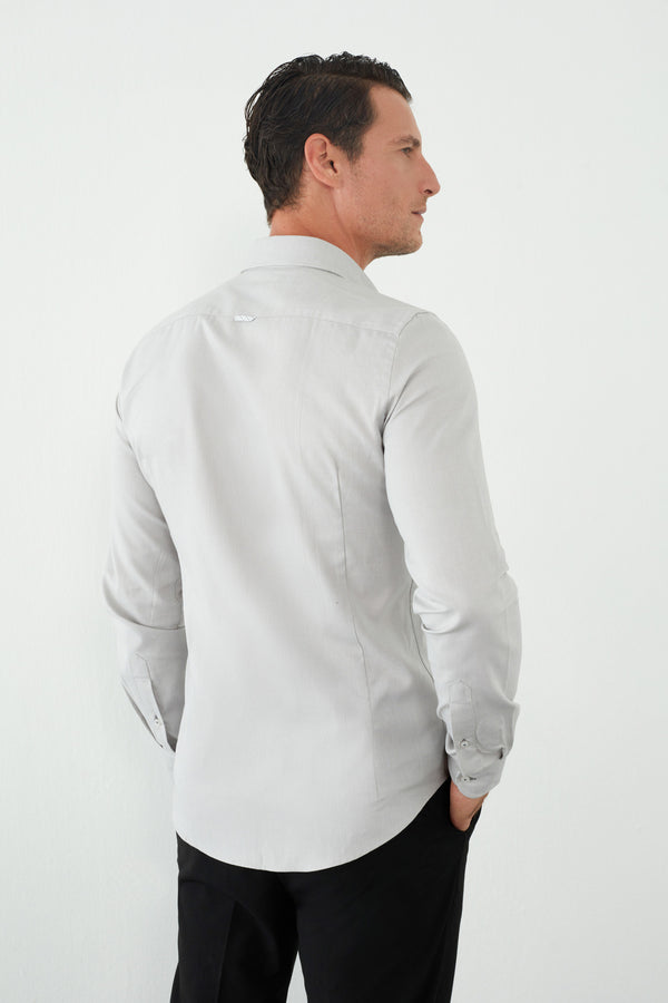 Camicia Uomo Leonardo Sport Oxford Grigio Chiaro