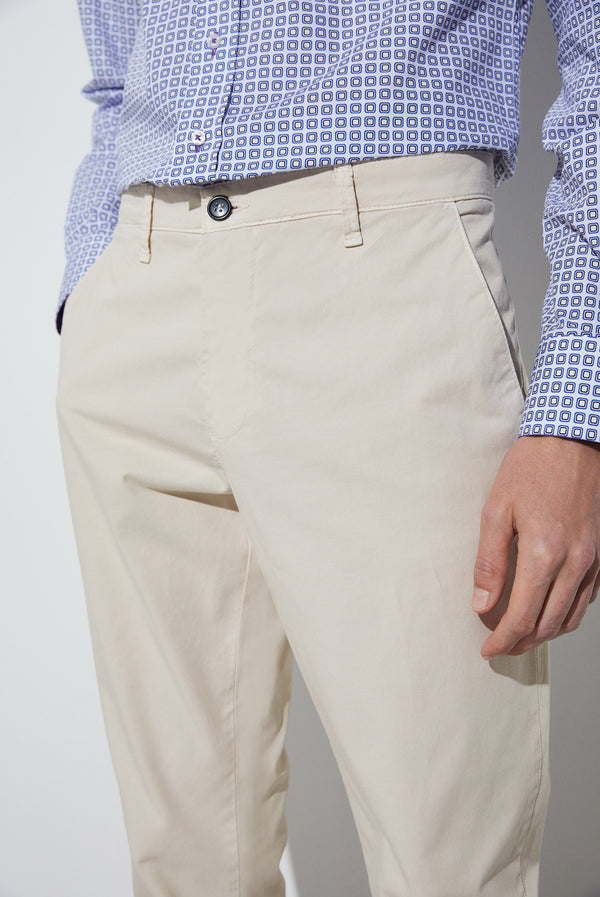 Pantalones Hombre Algodon elástico Beige