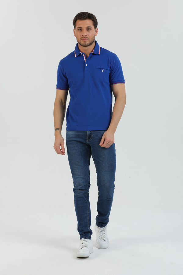 Herren Polo Baumwolle Navy blau