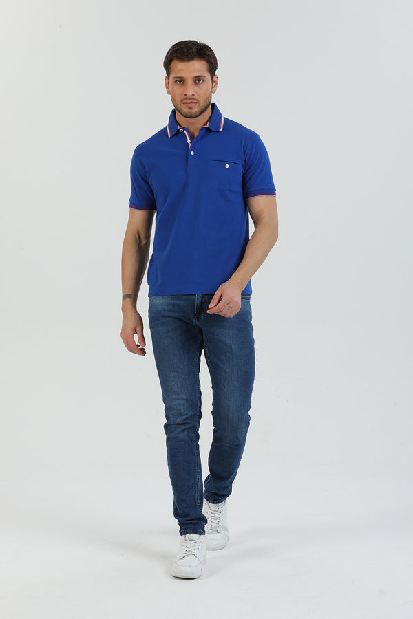 Herren Polo Baumwolle Navy blau