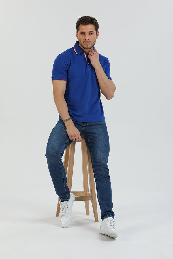 Herren Polo Baumwolle Navy blau