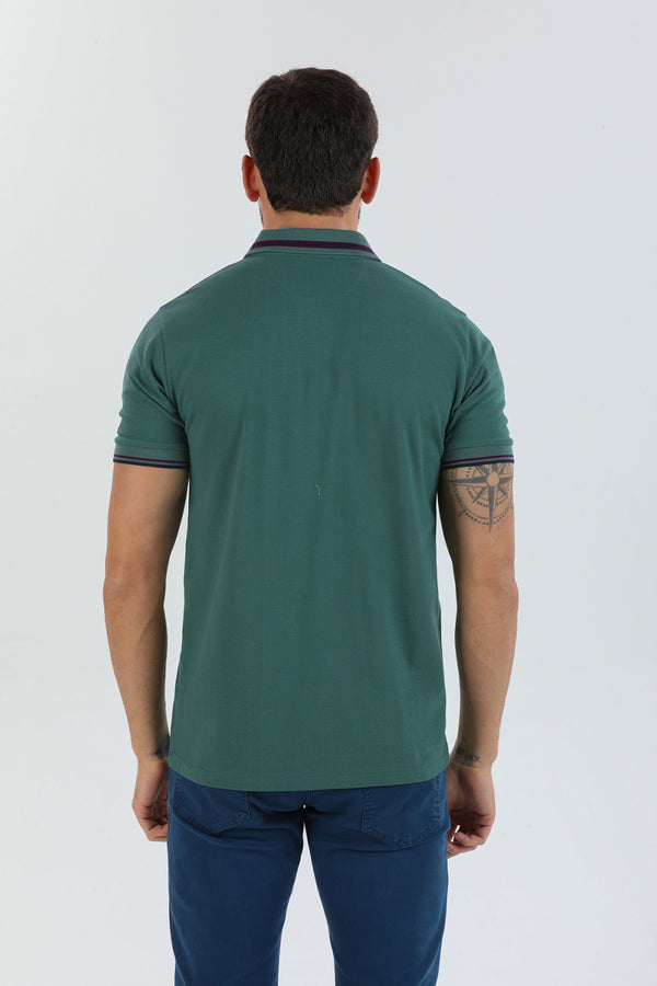 Herren Polo Baumwolle Grun