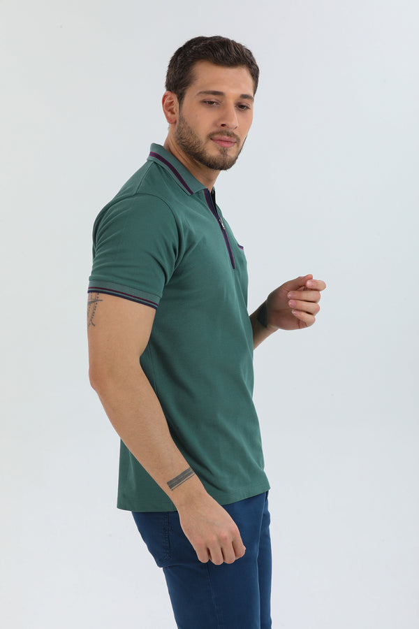 Herren Polo Baumwolle Grun