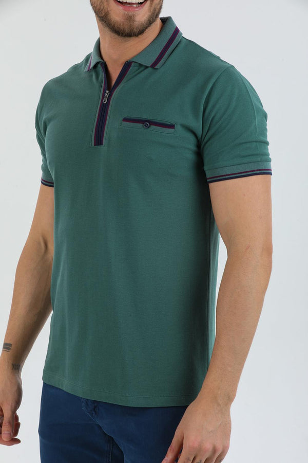 Herren Polo Baumwolle Grun