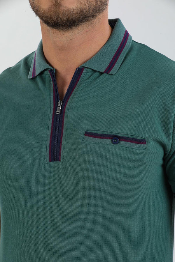 Herren Polo Baumwolle Grun