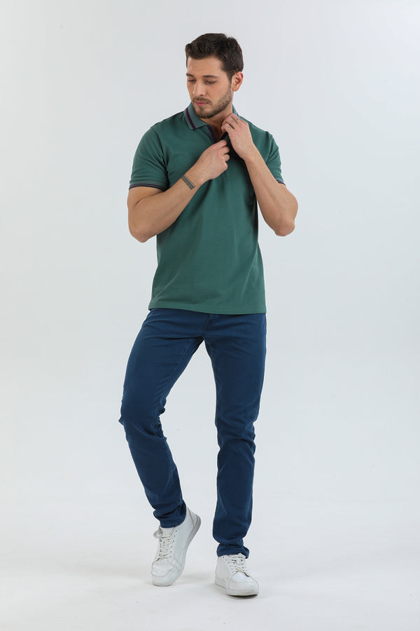 Herren Polo Baumwolle Grun