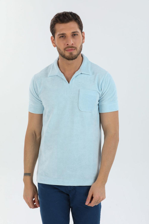 Herren Polo Baumwolle Hellblau