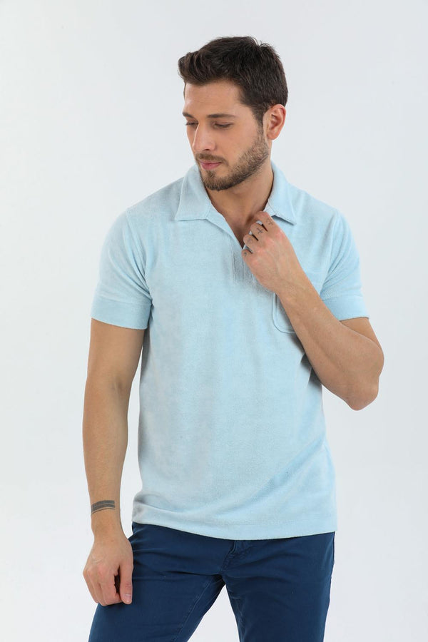 Herren Polo Baumwolle Hellblau