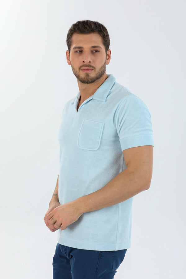 Herren Polo Baumwolle Hellblau
