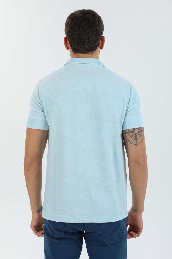 Herren Polo Baumwolle Hellblau