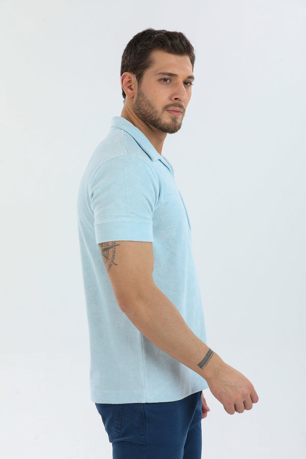 Herren Polo Baumwolle Hellblau
