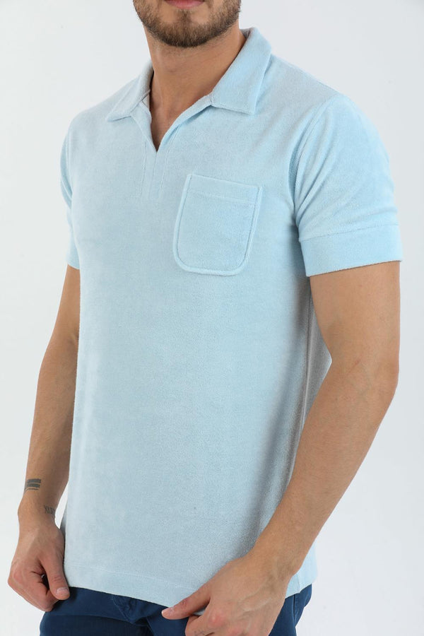 Herren Polo Baumwolle Hellblau