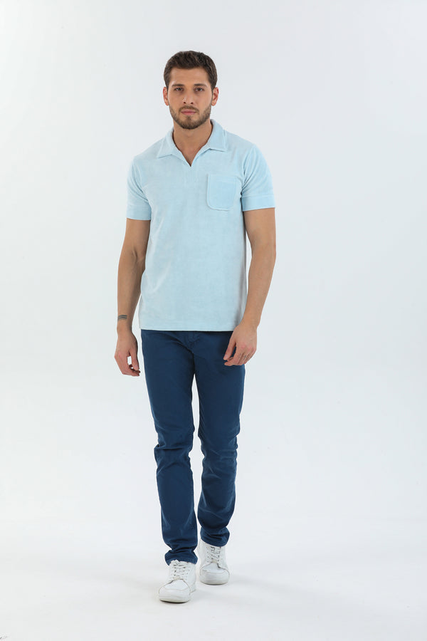Herren Polo Baumwolle Hellblau