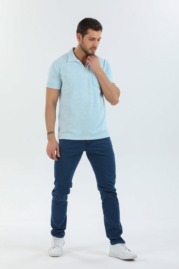 Herren Polo Baumwolle Hellblau