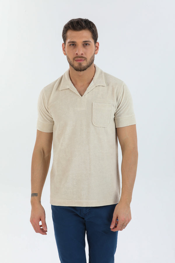 Polo Hombre Algodon Beige
