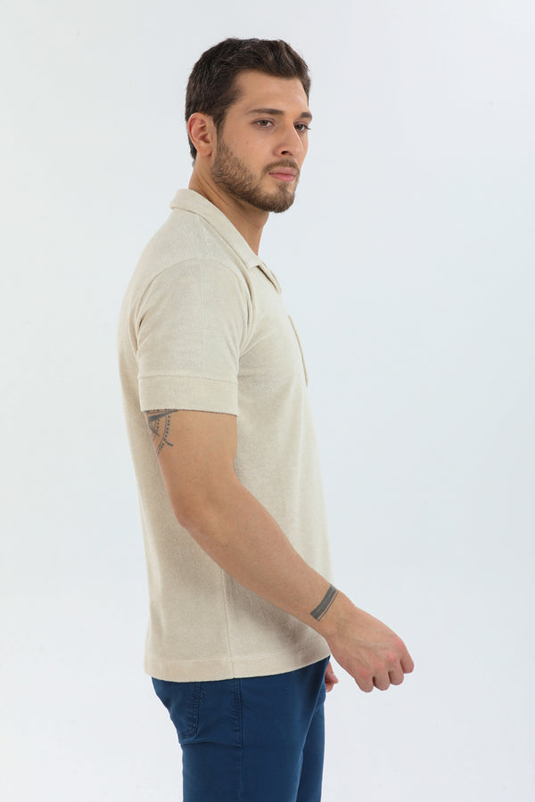 Polo Hombre Algodon Beige