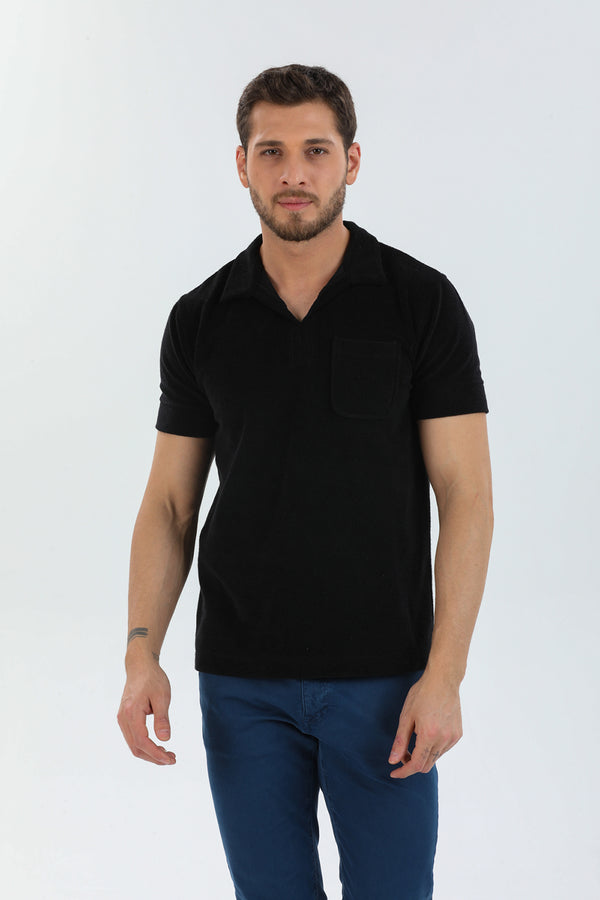 Polo Hombre Algodon Negro