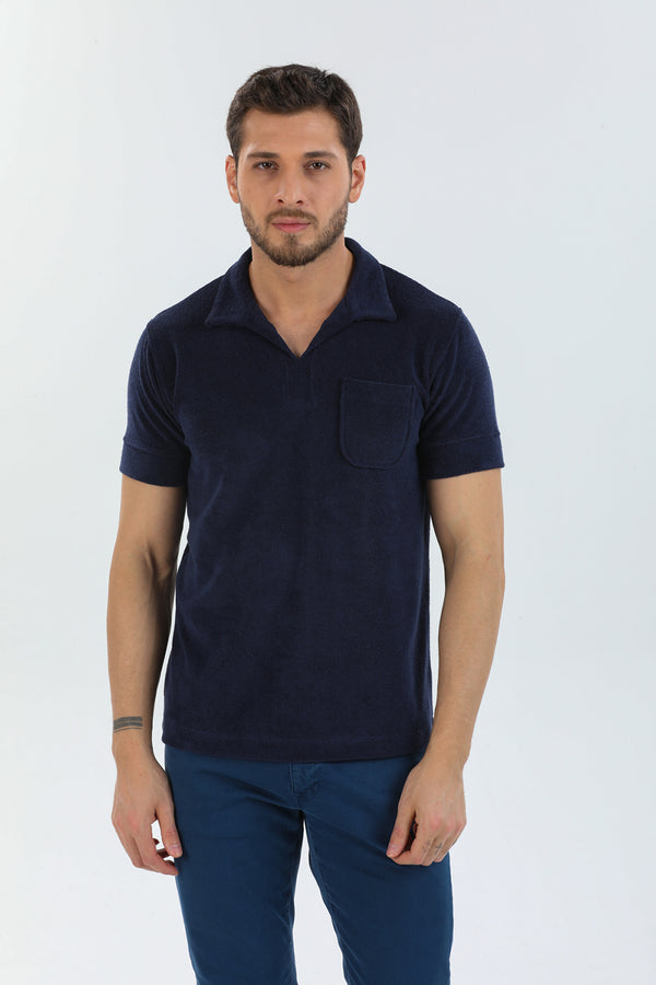 Polo Hombre Algodon Azul
