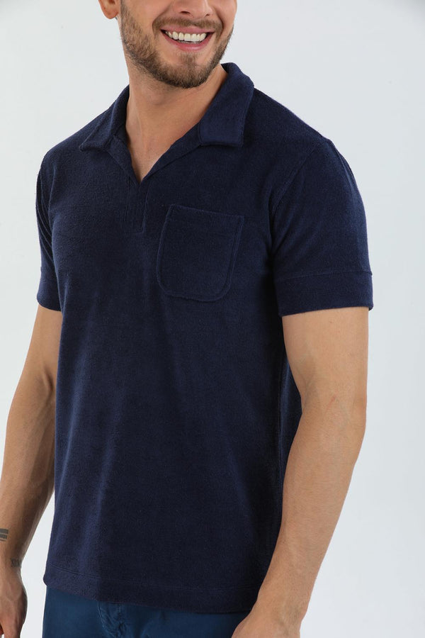 Polo Hombre Algodon Azul