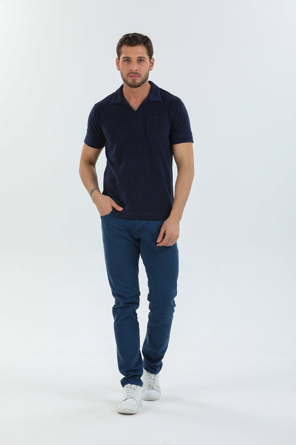 Polo Hombre Algodon Azul