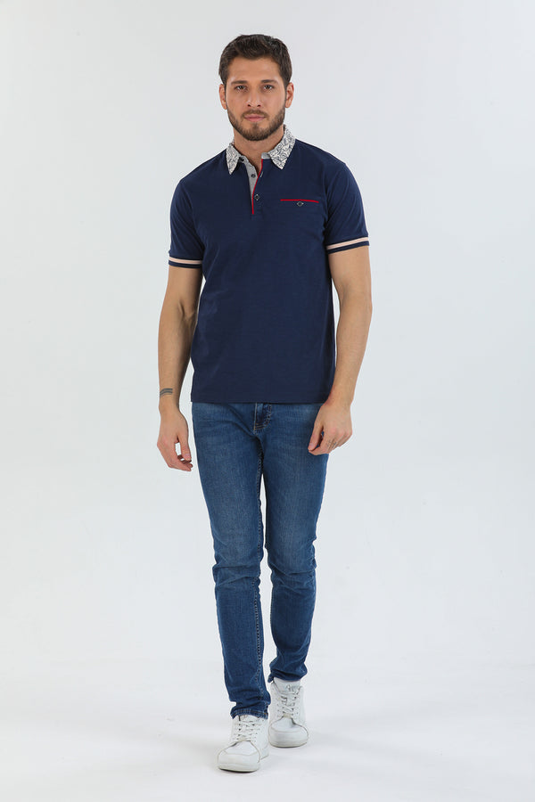 Herren Polo Baumwolle Blau