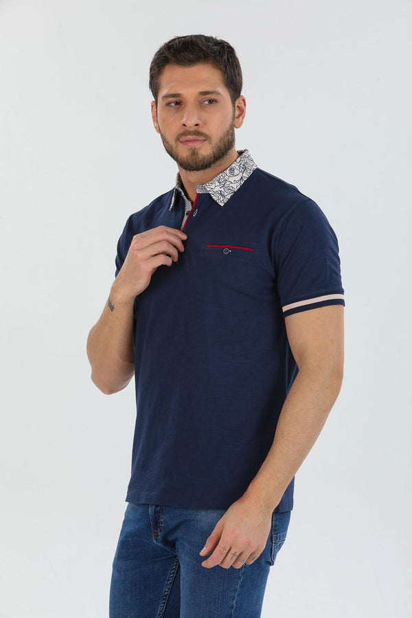 Herren Polo Baumwolle Blau