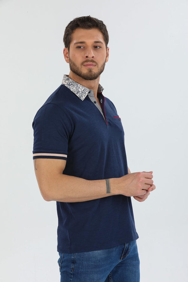Herren Polo Baumwolle Blau