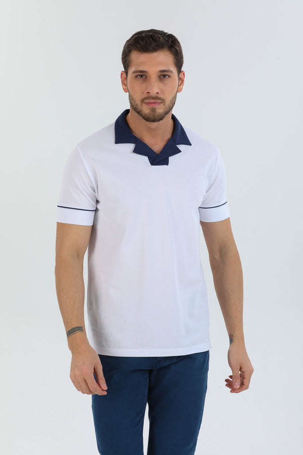Herren Polo Baumwolle Weiss