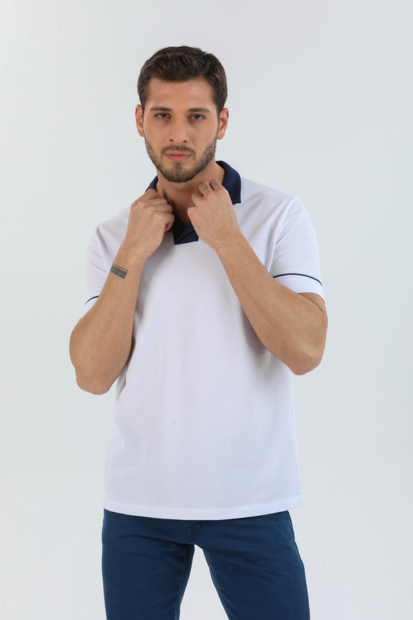 Herren Polo Baumwolle Weiss