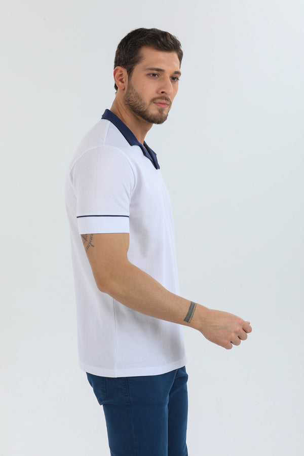 Herren Polo Baumwolle Weiss