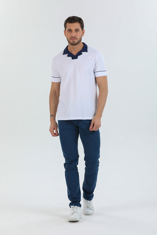 Herren Polo Baumwolle Weiss