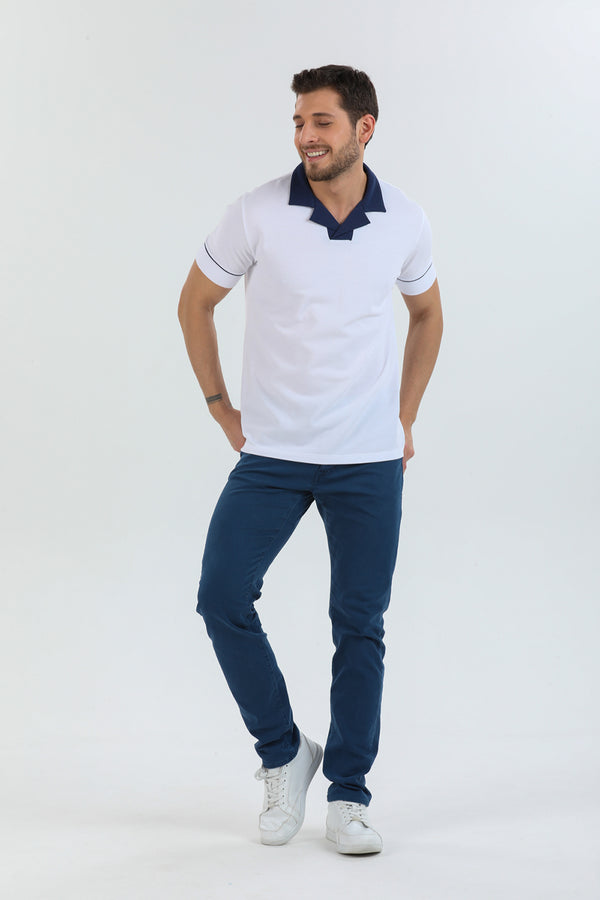 Herren Polo Baumwolle Weiss