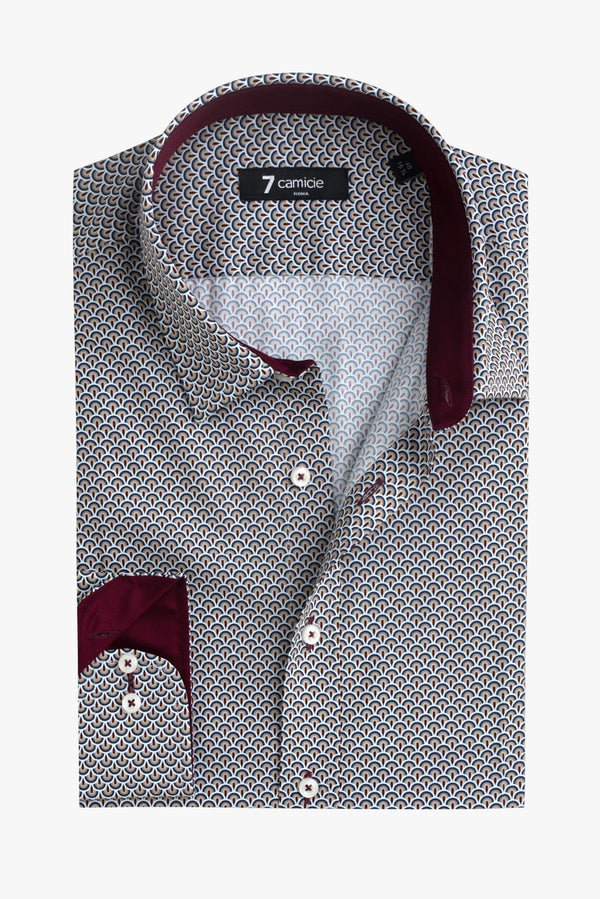 Camicia Uomo Romeo Sport Popelin Marrone Blu