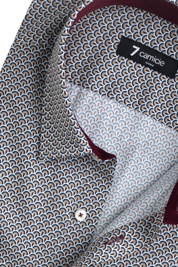 Camisa Hombre Romeo Sport Popelin Marron Azul