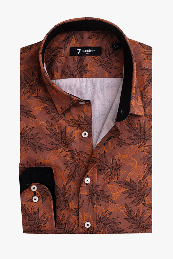 Camicia Uomo Romeo Sport Popelin Arancione Nero