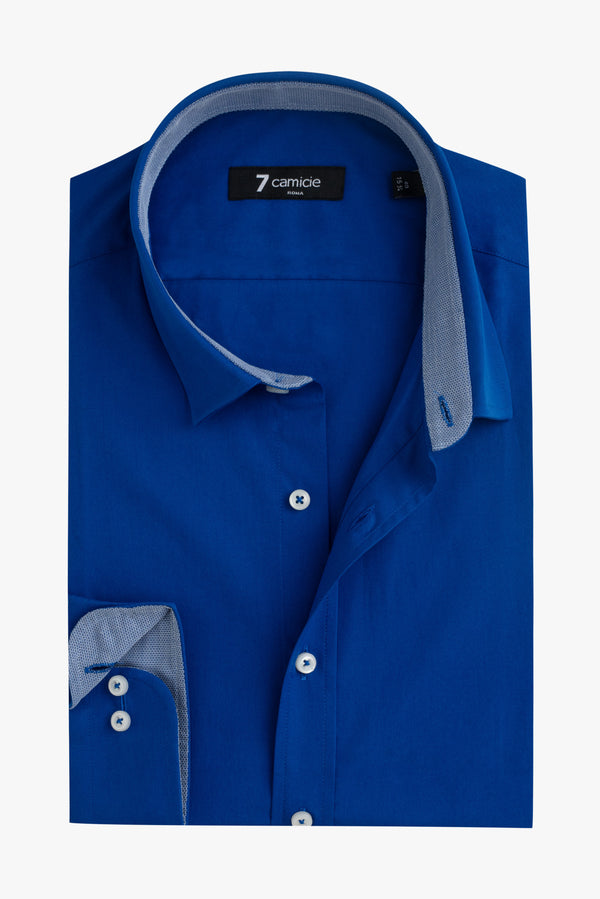 Romeo Sport Poplin Stretch Man Shirt Navy Blue