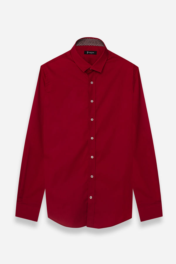 Romeo Sport Herren Hemd Poplin Stretch Rot