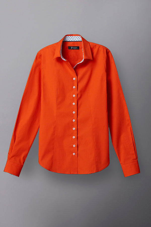 Camisa Mujer Beatrice Sport Popelin Stretch Naranja