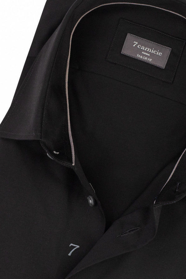 Camisa Hombre Mattia Essential Satin Negro Sin plancha