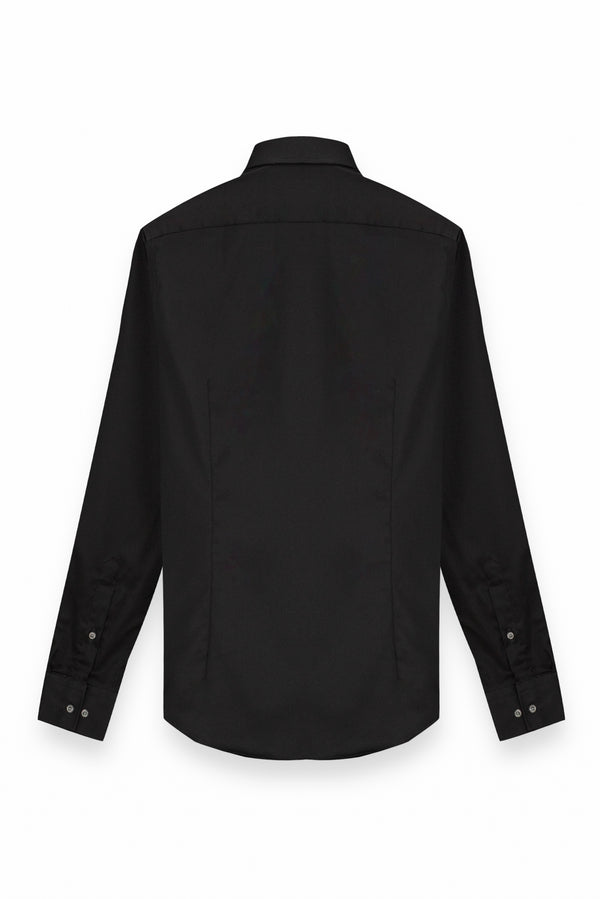 Camisa Hombre Mattia Essential Satin Negro Sin plancha