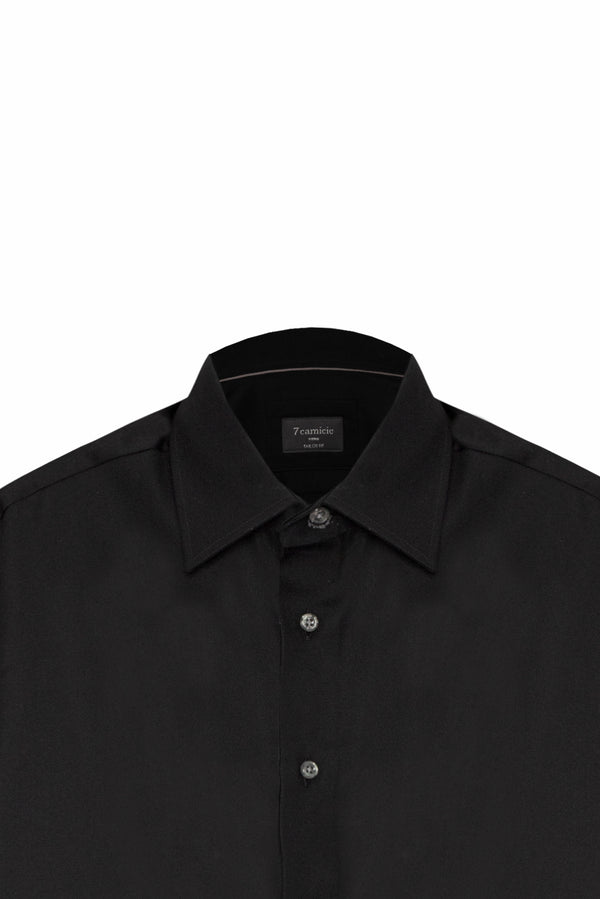 Camicia Uomo Mattia Essential Satin Nero No Stiro